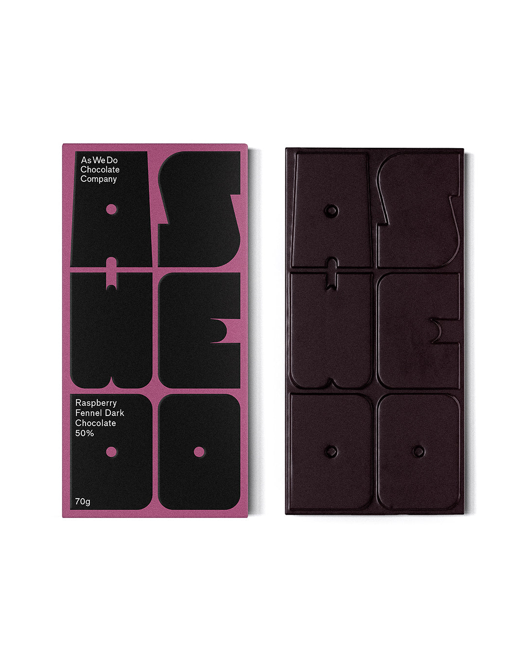 As We Do Chocolate Bar - Raspberry Fennel Dark Chocolate 50% (70g)